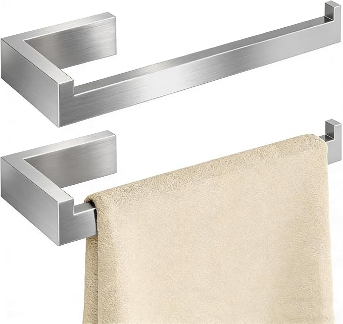 Gypie Brushed Nickel Towel Rack, Hand Towel Holder for Bathroom, Kitchen, Cabinet Wall 2 Pack, Stainless Steel