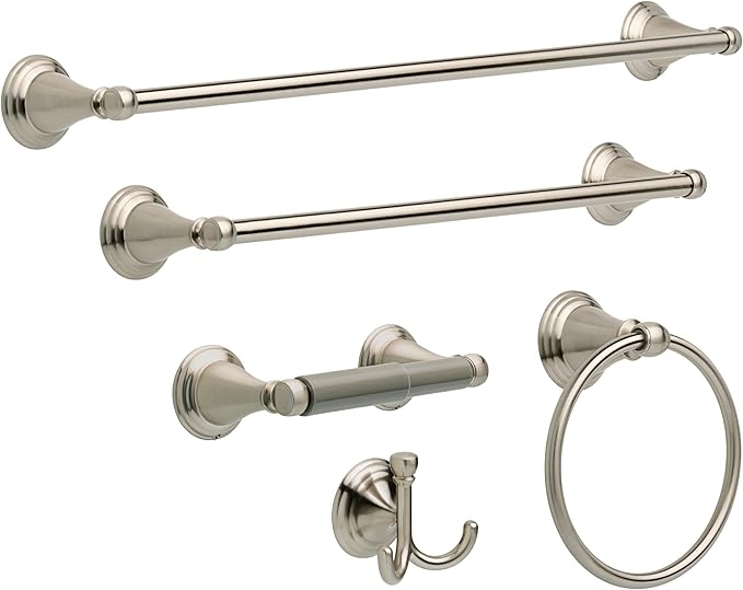 DELTA 79624-BN Windemere 24 Inch Towel Bar Rack, SpotShield Brushed Nickel