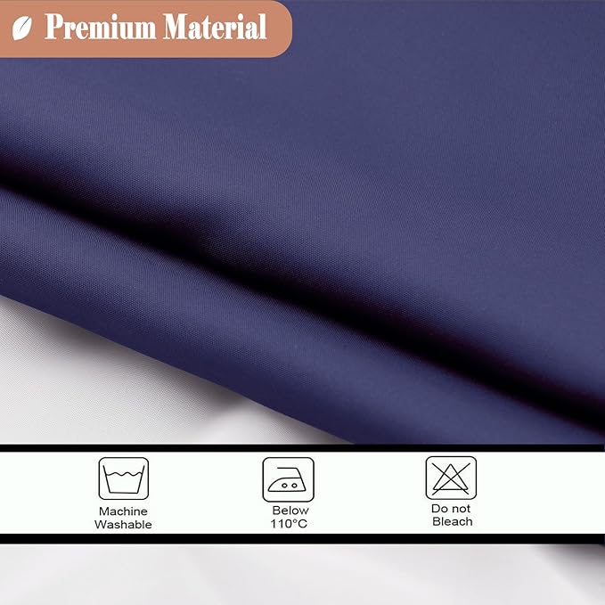 UFRIDAY Navy Blue Shower Curtain，72 x 75 Inch Long Fabric Shower Curtain Water Repellent with Window for Bathroom, with 12 Hooks