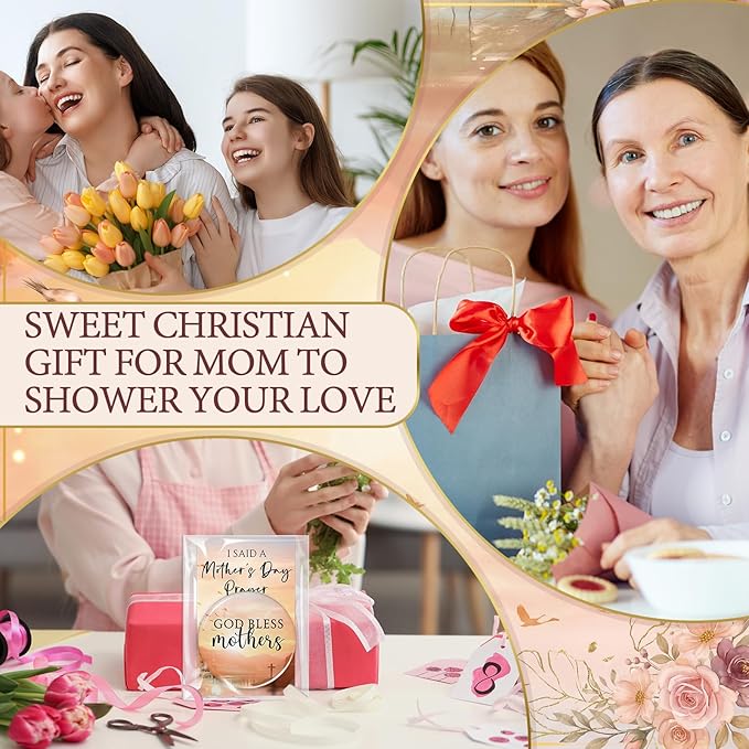 50 Set Mother's Day Inspirational Compact Mirror Religious Bulk Gift for Women Christian Mini Makeup Pocket Mirror Administrative Professional Gift with Card for Volunteer Employee Teacher (Lake)