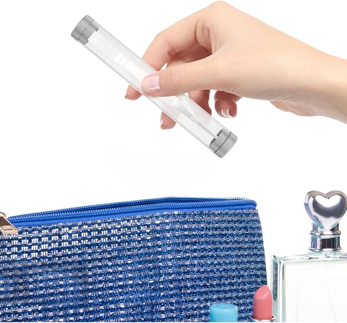 TEHAUX Tweezers Storage Box - Clear Plastic Tube with Cap for Eyelash Extensions and Beauty Tools Organizer Travel Case 5.91 X 0.79 Inches