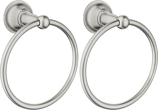 Moen DN6886BN Sage Single Post Bathroom Hand -Towel Ring, Spot Resist Brushed Nickel (Pack of 2)