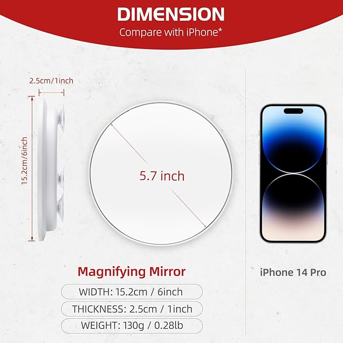 Jadazror-10X Makeup Magnifying Mirror, 6inch Hand mirrors Makeup Magnification and Tweezers Set, 10X Travel Magnified Mirror with Suction Cups for Easy Mounting-Blackhead/Blemish Removal for Women Men