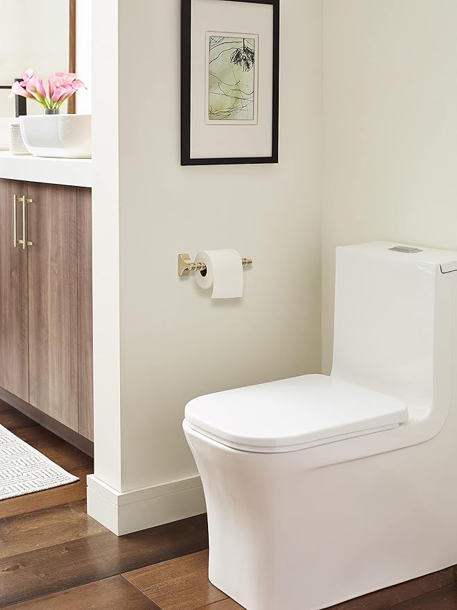 Amerock BH36051BBZ | Golden Champagne Pivoting Double Post Toilet Paper Holder | 8-13/16 in. (224 mm) Toilet Tissue Holder | Davenport | Bath Tissue Holder | Bathroom Hardware | Bath Accessories