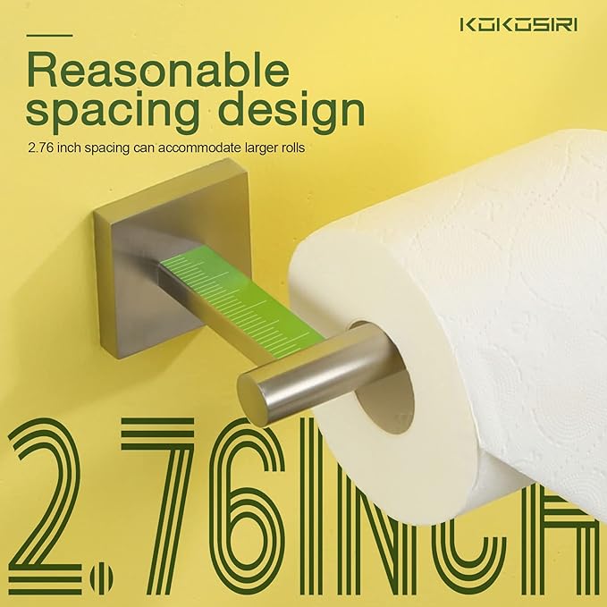 KOKOSIRI 20-Inch Bathroom Shelves Glass Floating Shelf Toilet Roll Holder Toilet Paper Holder Stainless Steel Brushed Nickel B1105BR-L20+B2005BR
