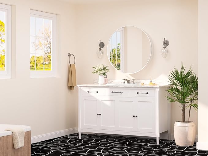 TETOTE 24 x 24 Inch Medicine Cabinet Mirror White Framed Round Mirrored Medicine Cabinets for Bathroom Adjustable Shelves Modern Bathroom Mirror with Storage Wall Mounted