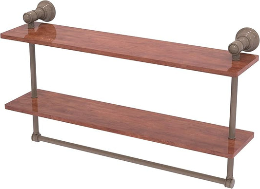 Allied Brass CL-2-22-IRW-SHB Carolina Collection 22 Inch Two Tiered Wood Shelf, Shaded Beige