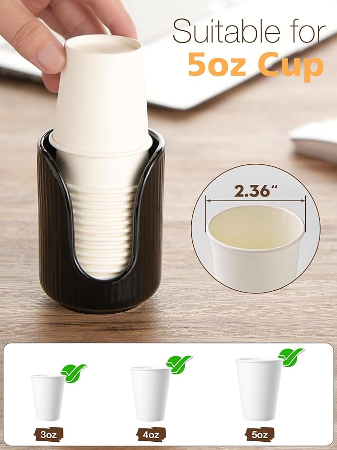 ABRUTY Bathroom Cup Dispenser, 3oz-4oz Ceramic Paper Cup Holder, Small Countertop Mouthwash Dixie Cups Accessories, for Vanity Countertops, Bathroom, Kitchen, and Dining Room