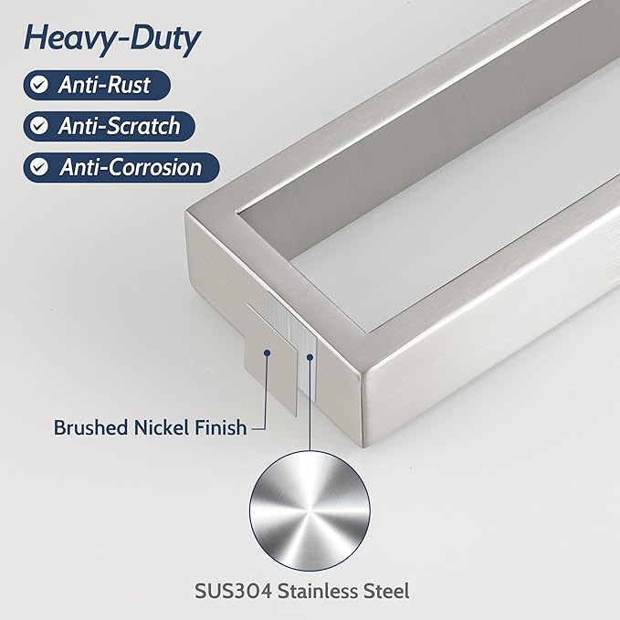 Sayayo Brushed Nickel Towel Bar for Bathroom, 10 Inch Hand Towel Holder Wall Mount Square Towel Ring SUS304 Stainless Steel Towel Rack