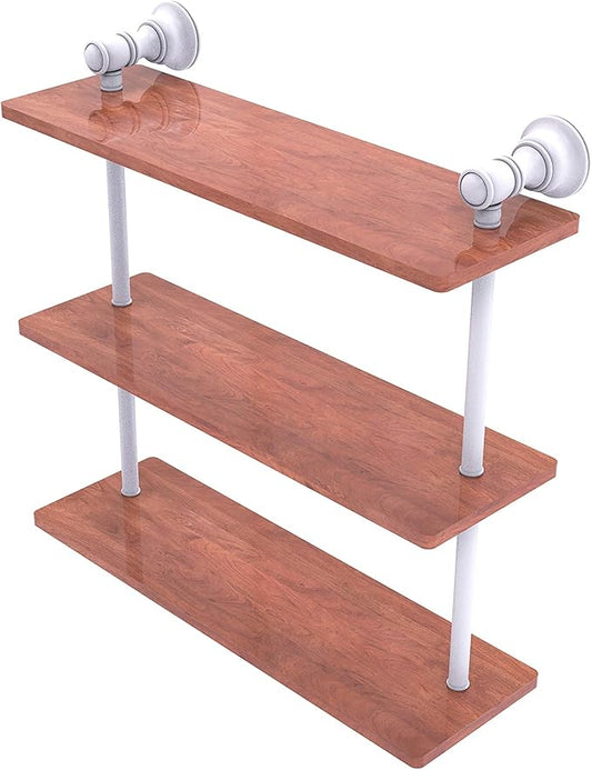 Allied Brass CL-5-16-IRW Carolina Collection 16 Inch Triple Wood Shelf, Matte White