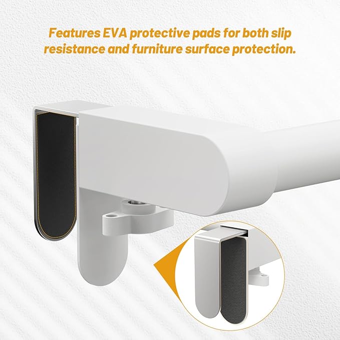 VEHHE Hand Screwed Telescopic Over Cabinet Door Towel Rack, Adjustable Length and Width Dish Towel Holder, Kitchen Towel Rack with EVA Foam Pad (White)