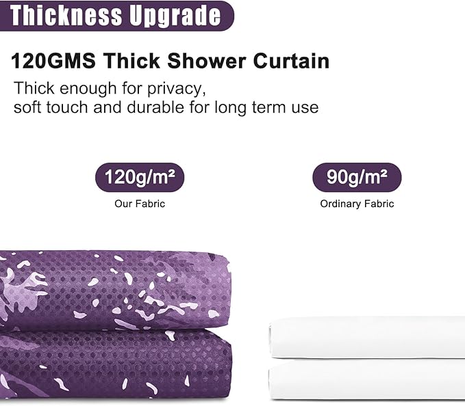 Hokibero Purple Misty Forest Mountain Nature Tree Fabric Shower Curtains for Bathroom Waterproof Heavy Duty Navy Blue and White Woohitedland Shower Curtain Bathtubs Hotel, 72 x 84 inch