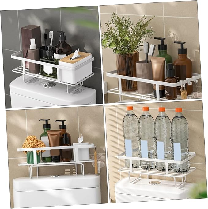 PRETYZOOM Bathroom Storage Organizer Over The Toilet Shelf Space Saver Carbon Steel Rack Easy Install Wall Mount Storage Holder