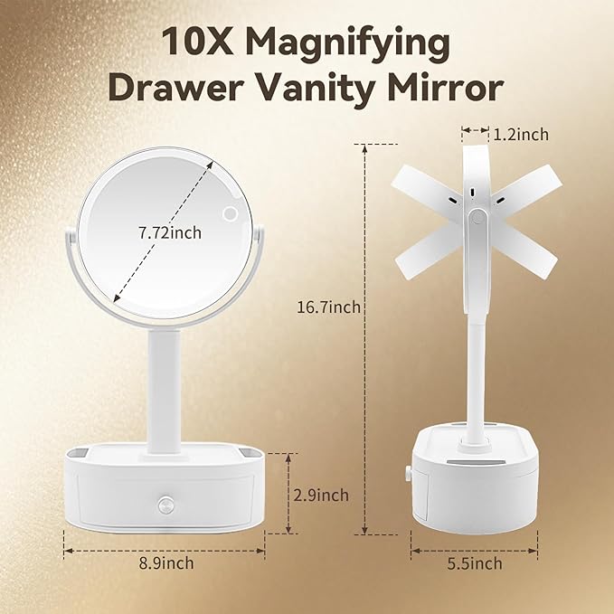 SANYCASA Makeup Mirror with Lights, Lighted Makeup Mirror with Magnification, 80 LED Vanity Mirror with Lights, 3 Color Modes & Stepless Dimming, Shatterp roof & Stable Base