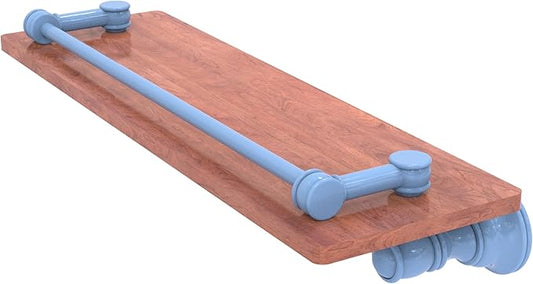 Allied Brass CL-1-16-GAL-IRW-FTB Carolina Collection 16 Inch Wood Shelf with Gallery Rail, Flat Troll Blue