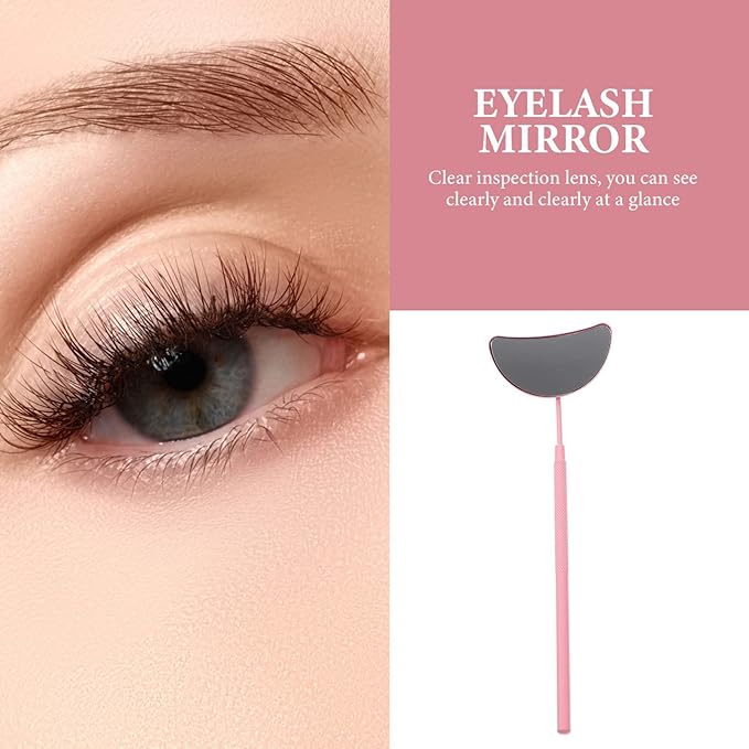 Eyelash Inspection Mirror Clear Glass Mirror Eyelash Extension Mirrors Handheld Mirrors Lash Mirror for Lash Tech Half-moon Shape Eyelash Mirrors Lash Mirror Small Mirror Tool