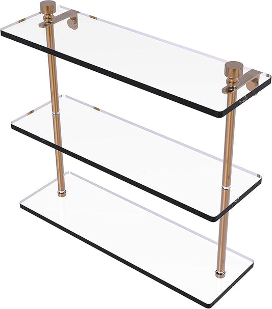 Allied Brass FT-5/16 Foxtrot Collection 16 Inch Triple Tiered Glass Shelf, Brushed Bronze