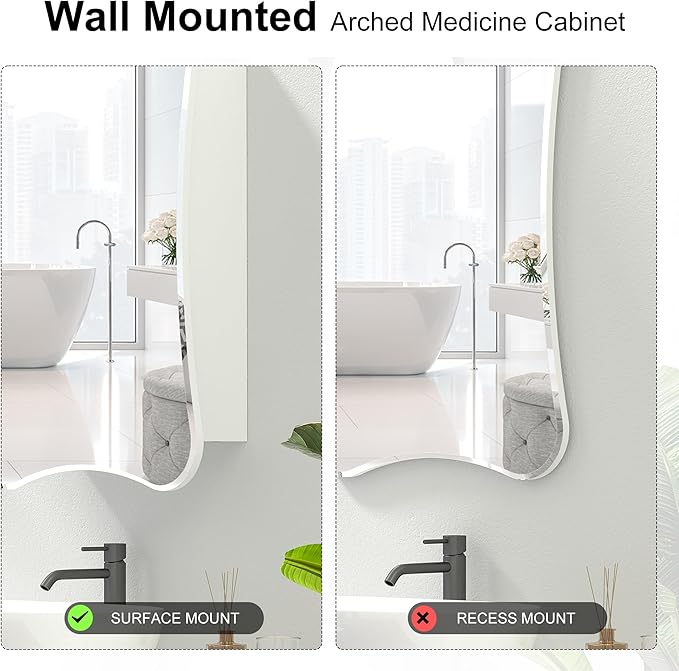 20x30 Beveled Edge Medicine Cabinet with Mirror,Frameless Mirrored Medicine Cabinets for Bathroom,Mirrored Medicine Cabinet Wall Mounted,Surface Mount Bathroom Vanity Mirror with Storage