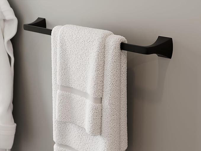 Pfister Bruxie Bath Towel Bar for Bathroom, 24-Inch, Wall-Mounted, Screw-in, Matte Black Finish, BTBBIE2B