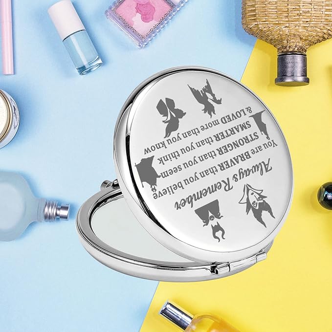 KEYCHIN Evil Queen Pocket Mirror Villain Movie Fans Gifts You are Braver Stronger Smarter Than You Think Compact Mirror for Women Girls Teenagers (Villain Always-S)