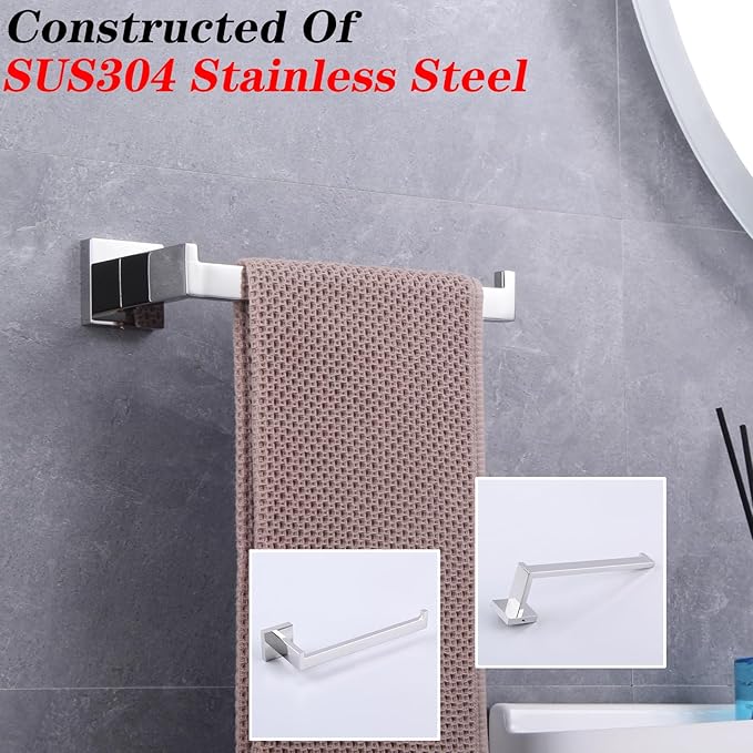 GERZWY Polished Stainless Steel Towel Ring Bathroom Hand Towel Holder for Bath Kitchen Garage Heavy Duty Wall Mounted FG1606-JG