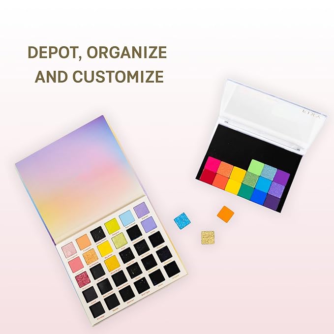 FIXY Empty Magnetic Makeup Palette with Clear Top, Small Palette- Organize, Depot & Declutter Makeup - Customize Your Palette - Travel and Eyeshadow Organizer - 5.7"x4.3"
