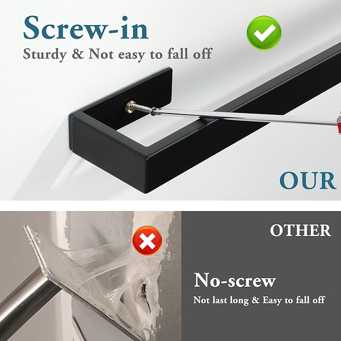 Towel Rack for Bathroom Wall Mount, 23.64" SUS304 Stainless Steel Rustproof Towel Bar, Matte Black Towel Holder for Bathroom Laundry Room Hotel Modern Home Decor