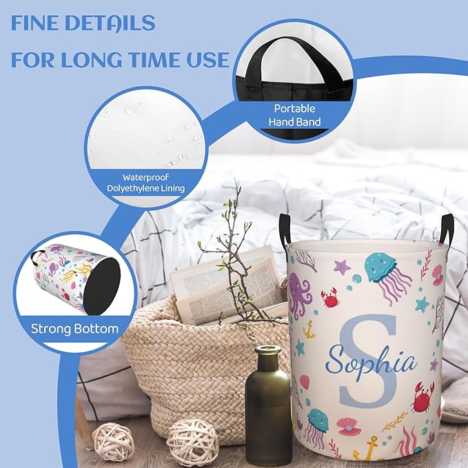 Customization Name laundry Basket Personalized Laundry Hamper with name, Custom Laundry Hamper with Name, Customized Name Laundry Basket with Handles Gifts for Men Women