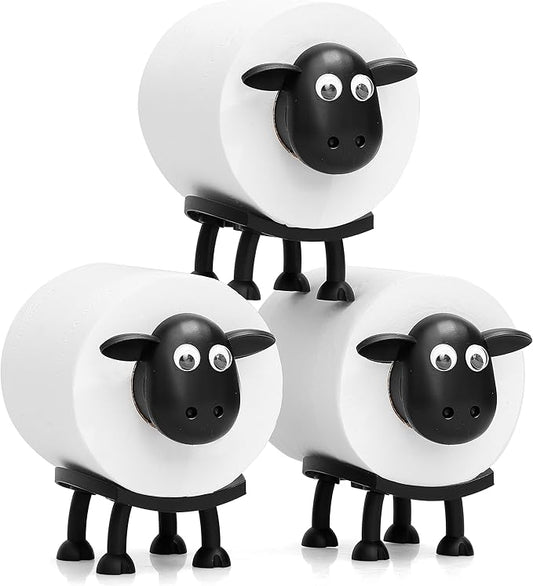 Sheep Toilet Roll Holder - Funny Toilet Paper Holder Free Standing Bathroom Set - 3D Printed Black Sheep Loo Roll Holder - Cute Bathroom Decor - Set of 3