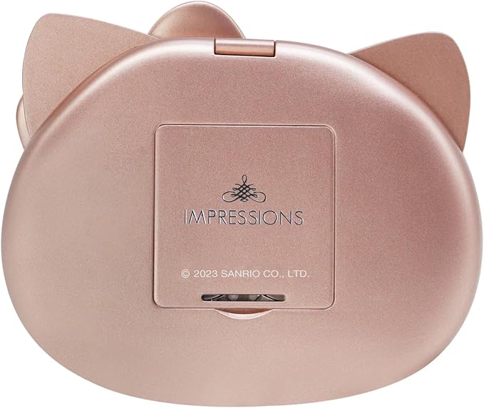 Impressions Vanity Hello Kitty Kawaii Compact Mirror with Touch Sensor Switch for Adjustable Brightness, Lighted Makeup Mirror with LED Lights and 2X Magnifying Mirror (Rose Gold)