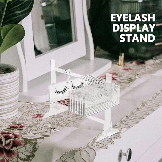 Acrylic Lash Storage Organizer Transparent Eyelash Display Rack Hanger Shape Compact Portable Lash Holder for False and Grafted Lashes Travel and Home Use