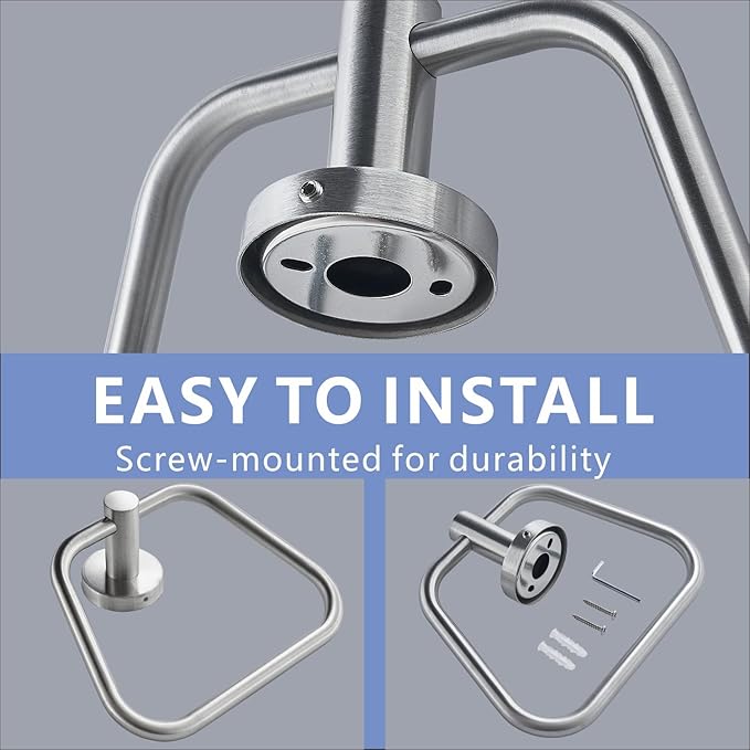 Bath Towel Ring, Bathroom Hardware Towel Holder, Chrome Towel Ring for Bathroom, Modern Trapezoid Wall Mounted Towel Hanger, 304 Stainless Steel (Brushed Nickel)