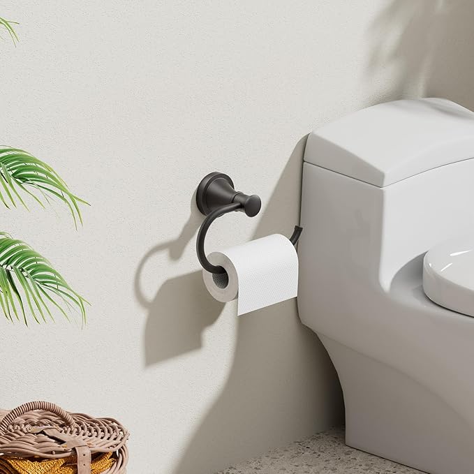 BESy Matte Black Toilet Tissue Paper Holder Matte Black Bathroom Accessories Toilet roll Paper Hanger, Wall Mounted, Rustproof
