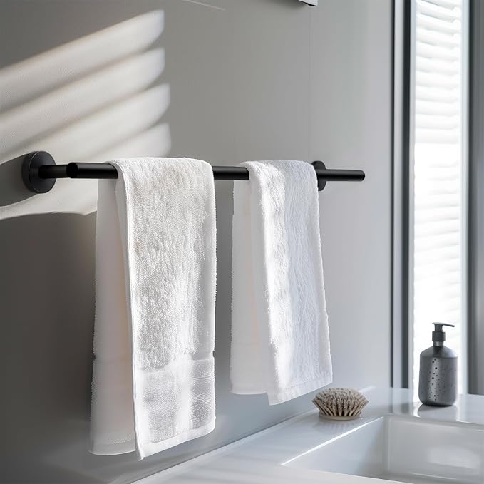 Bathroom Towel Bar, 27 Inch Towel Racks for Bathroom Wall Mounted, Heavy Duty Bathroom Towel Holder Organizer, Stainless Steel Home Towel Rod, Matte Black