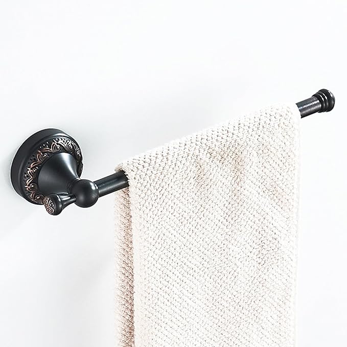 Oil Rubble Bronze Brass Bath Towel Holder Towel Rack, Wall Mounted Black Bathroom Hardware Accessories, Pattern Carving Design