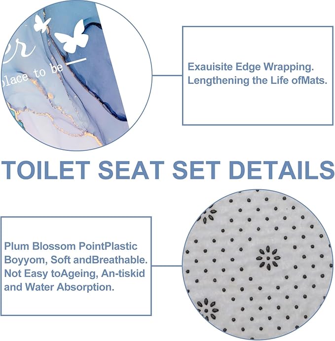 juwute 4Pcs Family Marble Shower Curtain Sets with Rugs,Pink Blue Home Inspirational Bathroom Decor Set, Bathroom Sets with Shower Curtain and Rugs, Waterproof Bathroom Shower Curtains, with 12 Hooks