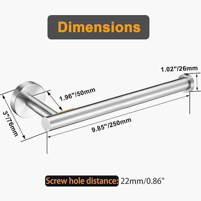 Hand Towel Holder for Bathroom, Brushed Nickel Hand Towel Bar, SUS304 Stainless Steel Hand Towel Hanger, Wall Mounted Small Hand Towel Ring, 9 Inch Round Heavy Duty Towel Rack for Bathroom, Kitchen