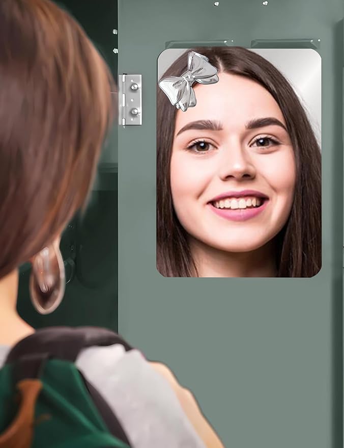 Magnetic Locker Mirror 6"x7" Real Glass Frameless Mirror with Magnetic Backing for School Locker, Bow School Makeup Mirrors for Girls Bathroom Refrigerator Dorm Gym Office Cabinet Home