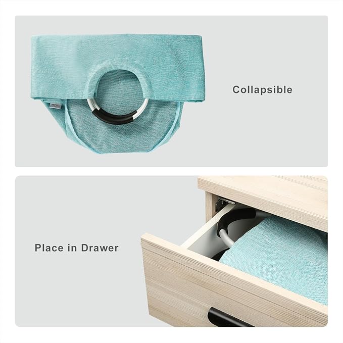 Laundry Hamper Bag, Tall Laundry Basket with Handles, Collapsible Colthes Hamper with Aluminum Handles, Heavy Duty Clothes Hamper for Girls, Dorm, Bedroom, Durable Double Layer. Light Blue