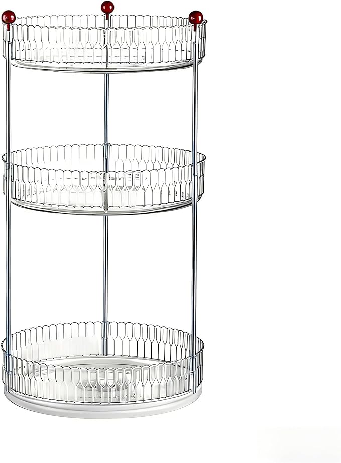 Transparent Cosmetic Makeup Perfume Tray Kitchen Bathroom Desktop Multi-Functional Storage Display 3Tier