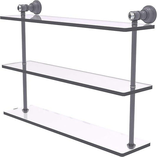 Allied Brass CC-5-22 Carolina Crystal Collection 22 Inch Triple Glass Shelf, Matte Gray