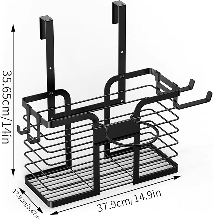 YIGII Hair Dryer Holder, 3 in 1 Hair Tools Organizer Blow Dryer Holder Adjustable Height Cabinet Door/Wall Mounted Bathroom Organizer and Storage for Hair Dryer, Flat Irons, Curing Wands
