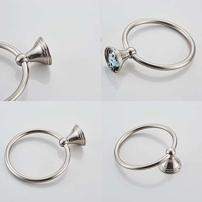 Towel Ring for Bathroom, Brushed Nickel Hand Towel Holder 2 Pack, Bathroom Accessories and Towel Racks for Bathroom Wall Mount
