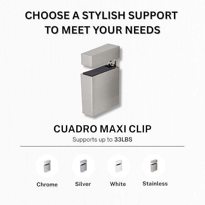 Glass Shelves - Tempered Safety Glass Shelves for Bathroom, Choose Over 20 Shelf Brackets and Multiple Shelf Sizes - Cuadro Maxi Style - 31.5 x 11.8 in - Stainless Clip
