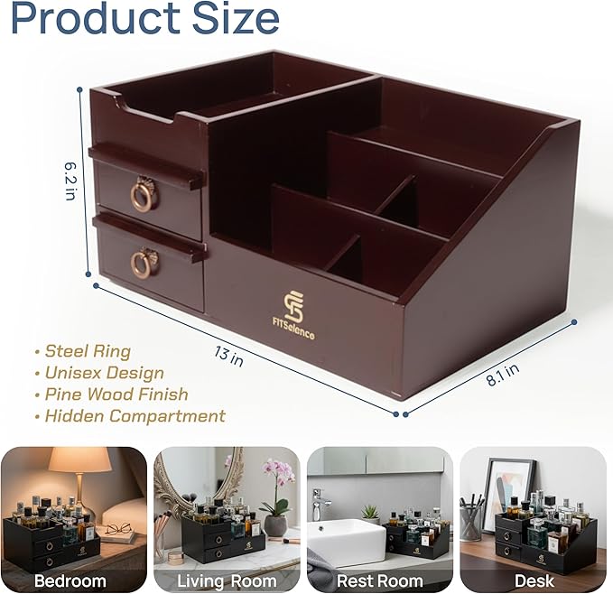 Perfume Organizer - Cologne Organizer for Men - Wooden Cologne Stand - Organizador de Perfumes - Cologne Shelf - Perfume Stand for Women - Black, Brown - Perfume Holder
