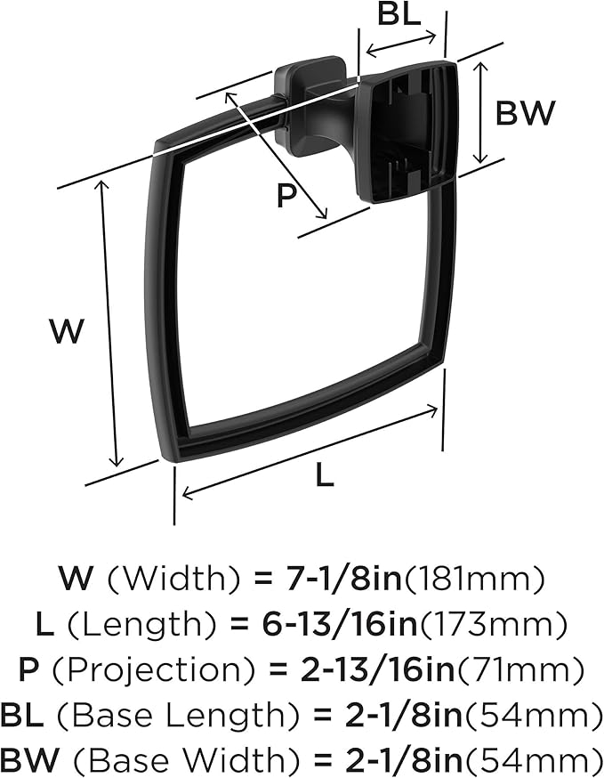 Amerock BH36032 Revitalize 6-13/16" Wall Mounted Towel Ring - Matte Black