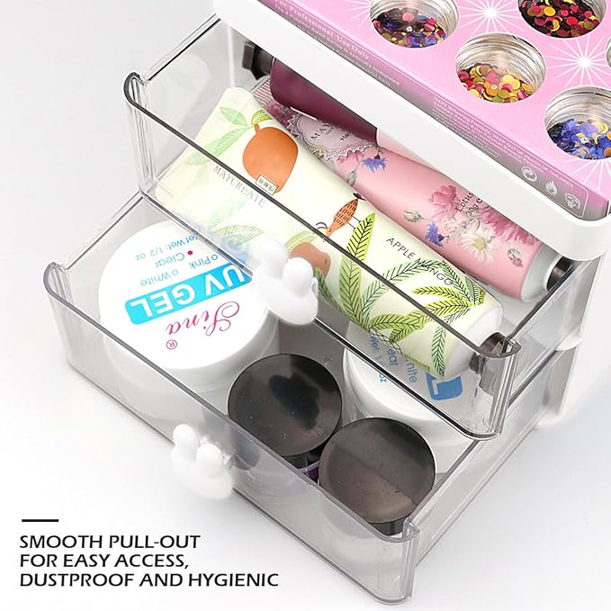 Small Organizer with Drawer Pencil Pen Holder Makeup Case Office Desktop Storage Box Multifunctional Desk Accessories for Office School Home (White)