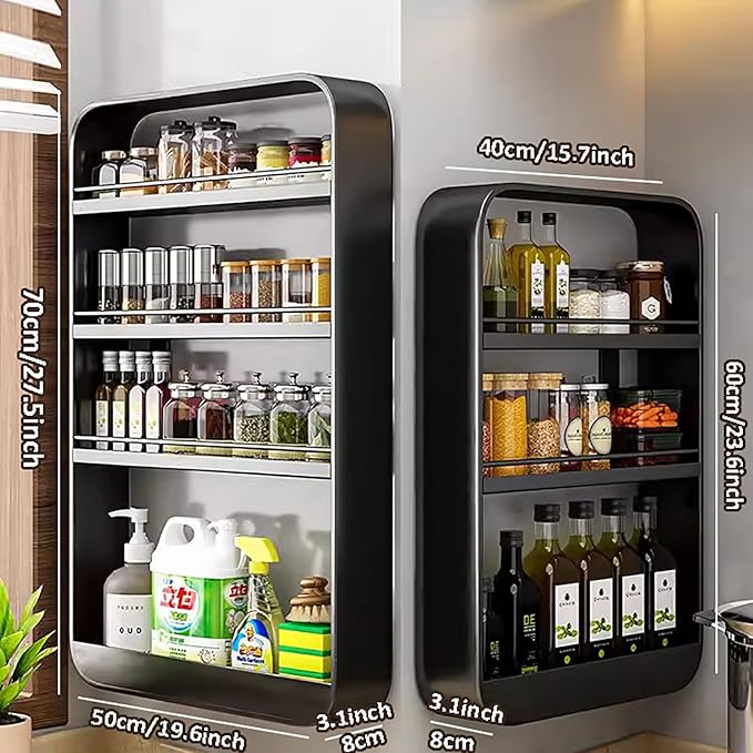 Bathroom Shelves Wall Mounted,4 Tiers Wall Shelf for Bathroom,Punch-Free Bathroom Shelf,Makeup Wall Organizer,Wall Mounted Floating Shelves,Cosmetic Wall Storage Rack for Bathroom Kitchen