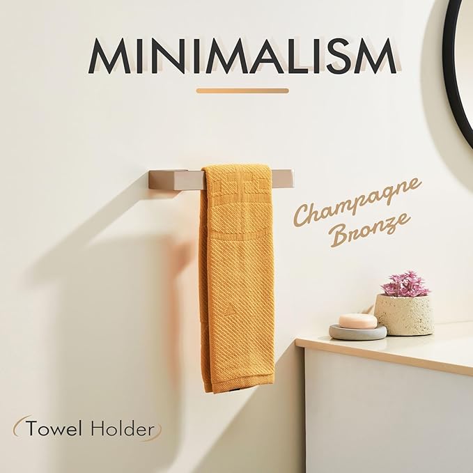 KOKOSIRI Towel Bar for Bathroom Towel Holder Wall Mount Kitchen Towels Rack Bath Hardware Champagne Bronze Stainless Steel, B3009CPG