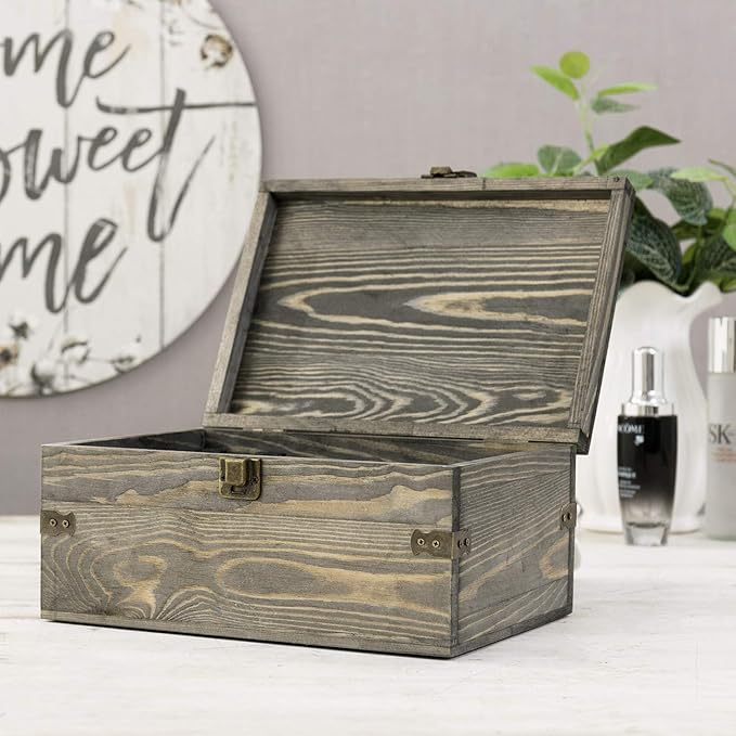 MyGift 24 Slot Wooden Essential Oil Bottle Storage Box, Vintage Gray Wood Roller Organizer Holder Display Case, Holds Up to 30 mL Bottles
